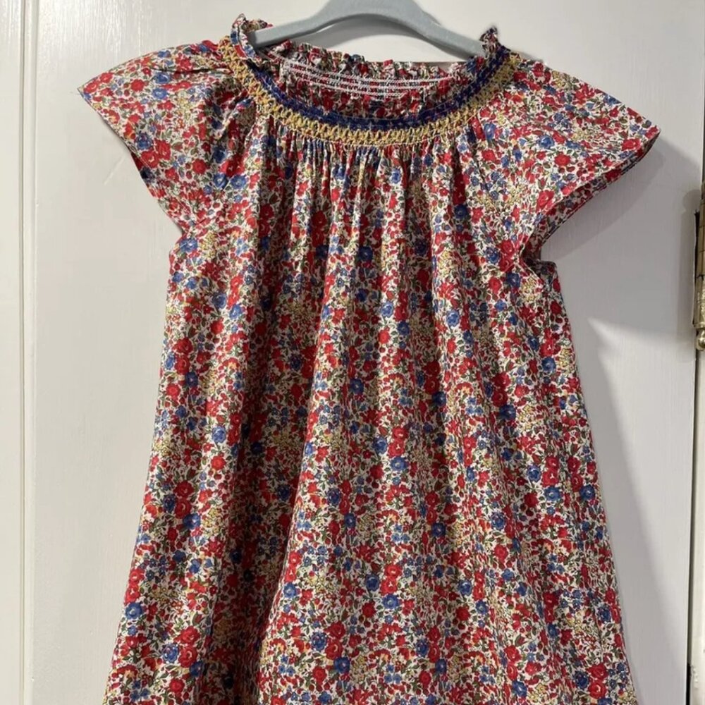 Spanish Designer Neck & Neck Liberty Emma and Georgina Dress Smocked Sz 4 EUC